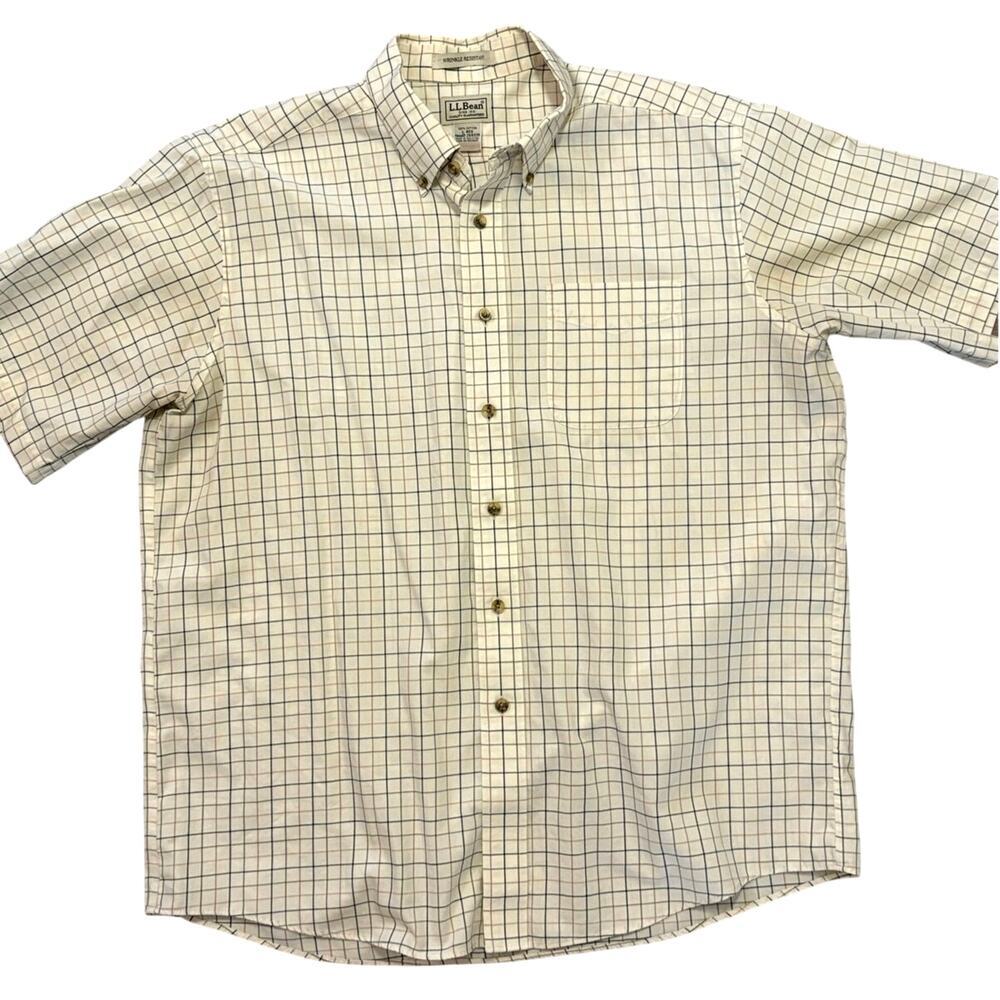 L.L.Bean Plaid Button Down Shirt Large Wrinkle Resistant Cotton Classic Fit​